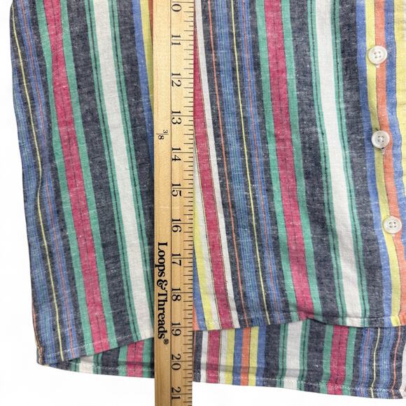 Marine Layer Camp Shirt M - Rainbow Stripe Button Down Normcore Retro Skater Fit - Picture 9 of 11